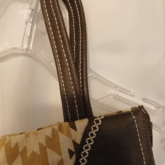 New Western theme Faux leather Clutch Wristlet Mustard Brown wallet envelope bag - Picture 5 of 7